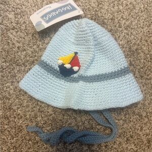 Light Blue Kids Hat with Sailboat Design
